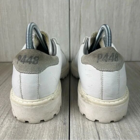 RARE P448 White Leather Chunky Lug Sole Sneaker Boot Shoe Mens Size 8 Women 9.5 main image 4